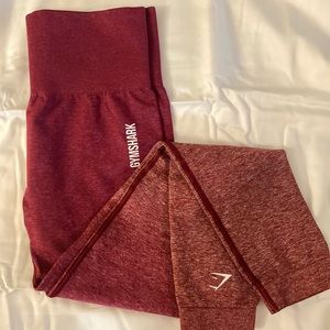 Burgundy Dark Red Ombré Gymshark Adapt Full Length Leggings Tights
